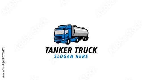 Blue Tanker Truck Vector Logo for Fuel and Gas Transport