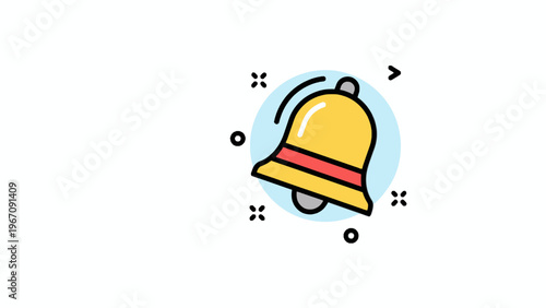 Notification bell icon illustration with blue circle background
