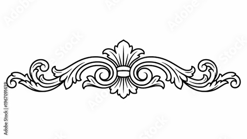 Vintage Filigree Ornament Scroll Divider Isolated on White