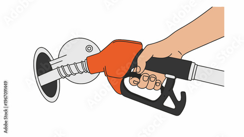 Gas pump nozzle refueling car tank vector illustration