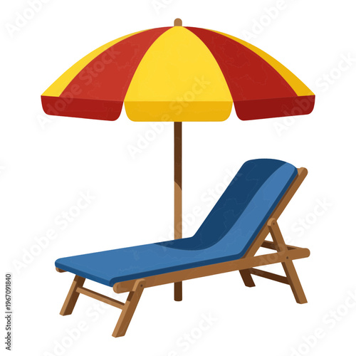 Beach Lounge Chair with Umbrella Vector Icon