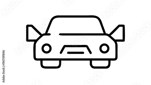 Black Car Front View Outline Icon Vector