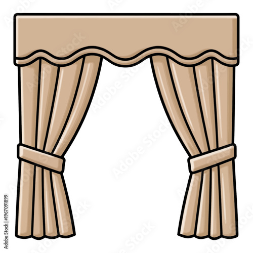 Beige Theater Curtains Vector Icon
