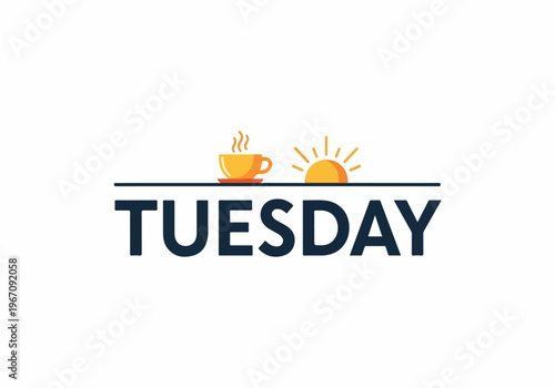 Tuesday Morning Vibes A Warm Cup of Coffee and a Sunny Sunrise Illustration