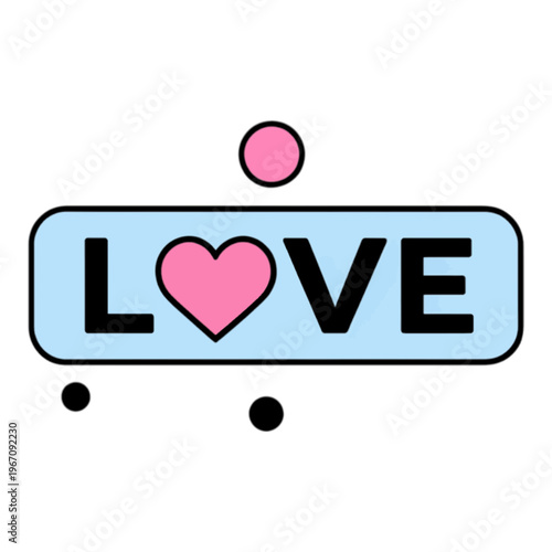 Love Heart Sign Vector Icon with Decorative Circles