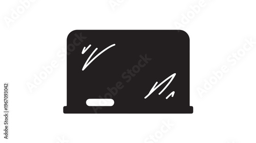 Black Laptop Computer Screen With White Scratches On Isolated Background For Technology Concepts