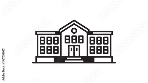 School Building Icon For Education Concepts