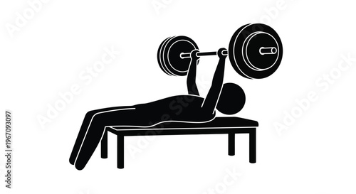 Silhouette of a man lifting weights on a bench press