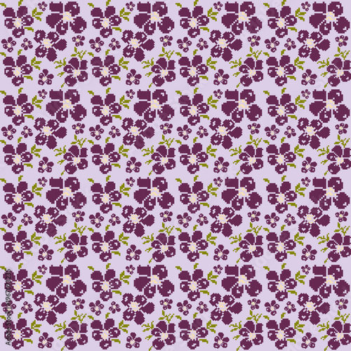 Purple or violet Spring and summer Seamless floral Pattern: Vector Illustration for Fabric, Clothing, wallpaper, tile floor and fashion Design