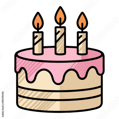Pink Birthday Cake Vector Icon