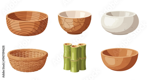 Collection of handcrafted bowls and vessels in various textures and designs