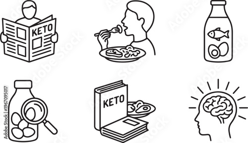Keto Diet Food and Lifestyle Icons