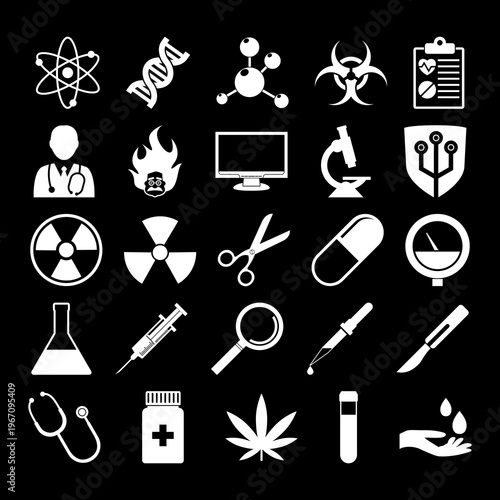 Medicine icons set isolated on white background