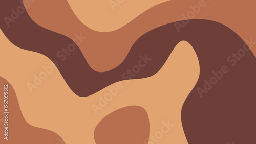Abstract organic fluid shapes background in brown and beige earth tones. Modern boho wavy pattern vector illustration. Minimalist wavy background.