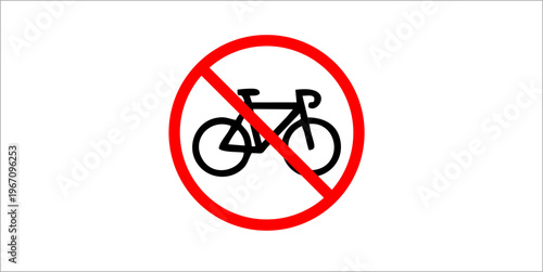 Prohibition icon showing a bicycle crossed out with a red circle, indicating no cycling allowed.