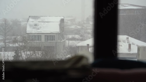 sleet. winter landscape with precipitation in the form of snow.