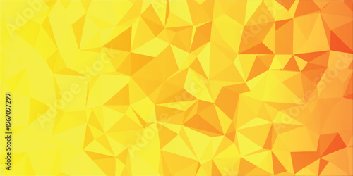 Abstract low poly background with vibrant yellow and orange gradient triangles.