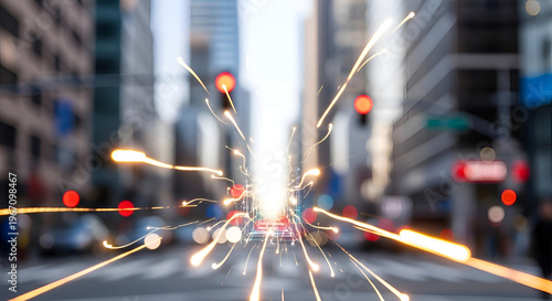 Sparkling city street at night time.