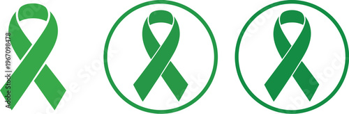 Mental health awareness ribbon icon set, minimalist vector collection of support ribbons representing mental wellness advocacy awareness campaigns and emotional health support design.