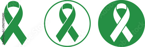 Mental health awareness ribbon icon set, clean vector symbols featuring awareness ribbons for mental wellness support campaigns healthcare design and social awareness graphics.