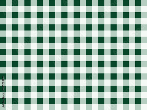 Seamless gingham pattern background, deep green plaid chequered repeating pattern