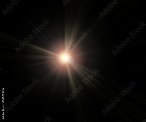 Foto Realistic Sun Light Rays Overlay with Lens Flare on Transparent Background