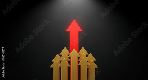 Red Arrow Rising Above Others Showing Bold Leadership Innovation