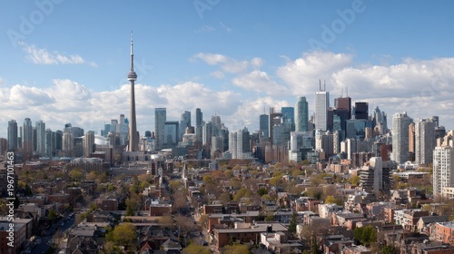 Toronto Skyline Iconic CN Tower  Urban Vista on a Sunny Day.