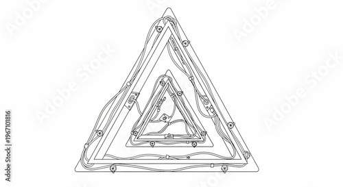 A series of nested triangular shapes forming a geometric pattern.