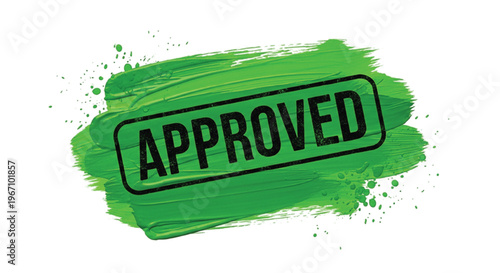 Green rubber stamp with Approved text and splatter effect