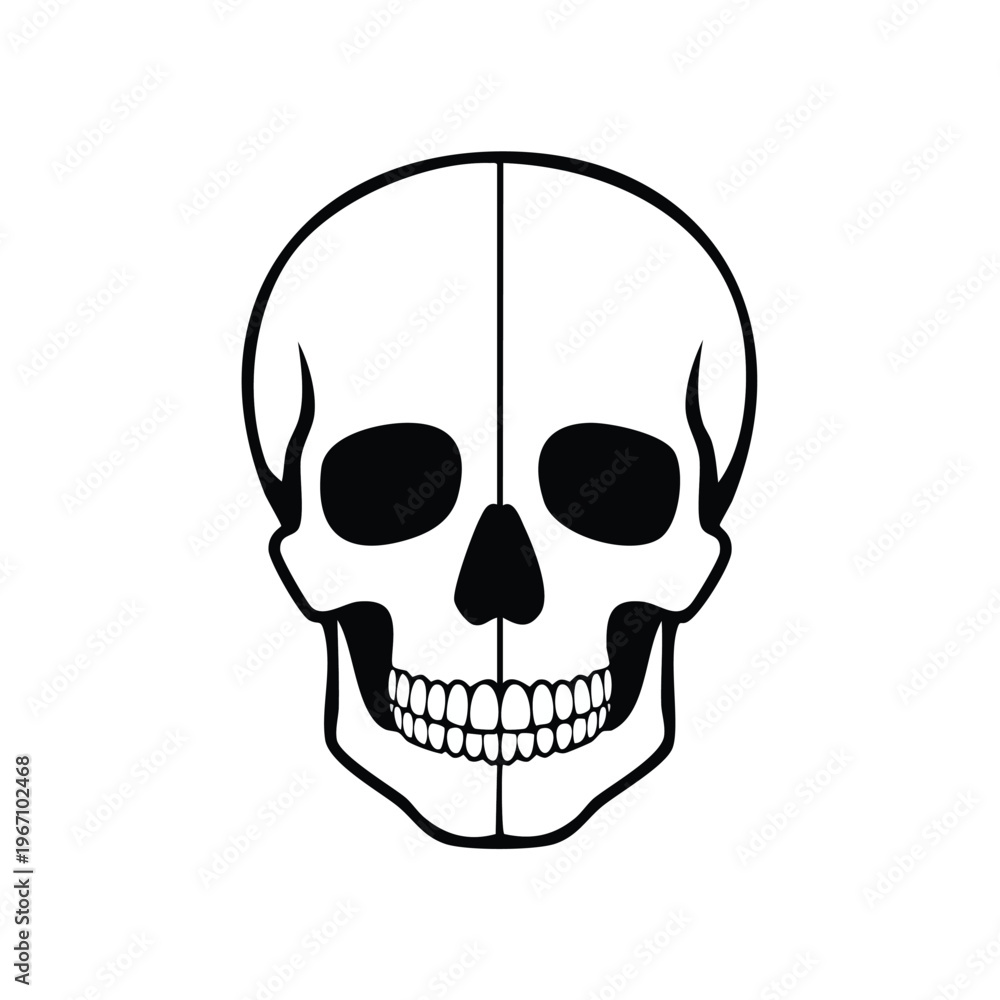 Obraz premium Black and white skull illustration vector design for diverse applications