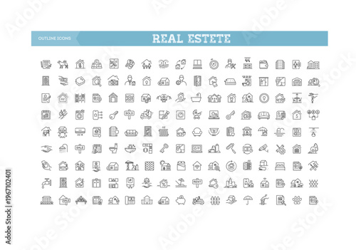 Outline web icons set - Real Estate. Vector icons