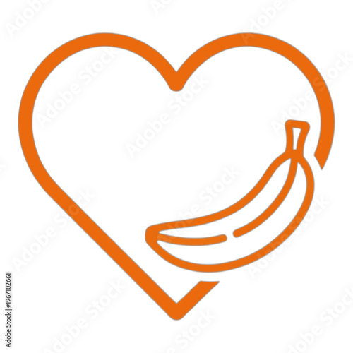 Banana Heart Shape Line Icon