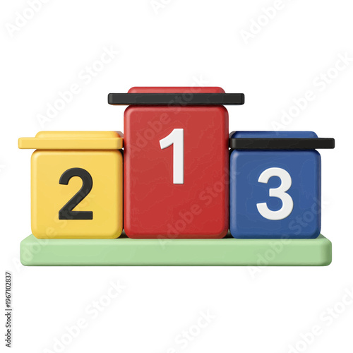 Colorful 3d Icon of Numbered Podium