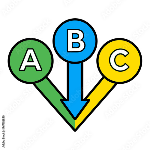 Colorful ABC Letters Arrow Vector Icon