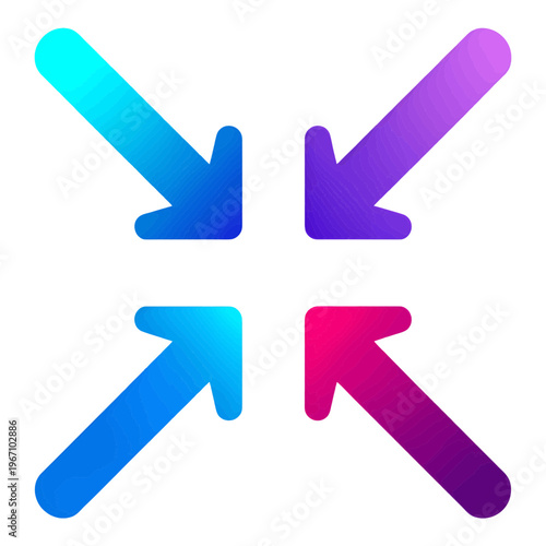 Colorful Arrow Vector Icon Set Pointing Inward