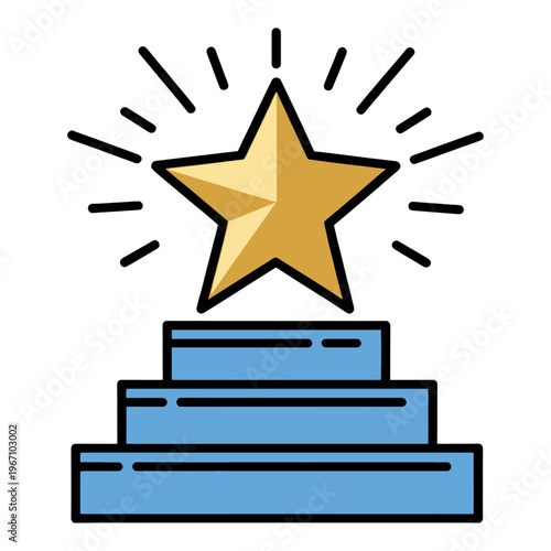 Golden Star Award on Podium Vector Icon