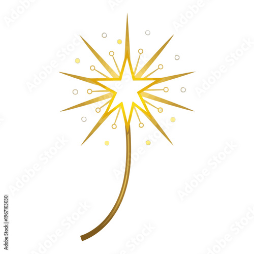 Golden Starburst Vector Icon with Sparkles