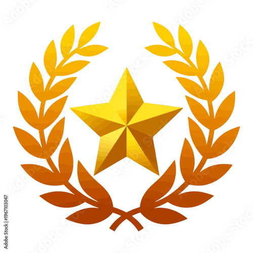 Golden Star Icon with Laurel Wreath