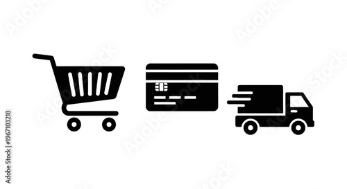 Ecommerce shopping cart delivery truck.