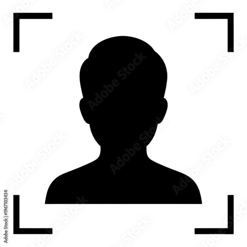 Silhouette Frame Face Recognition Line Icon