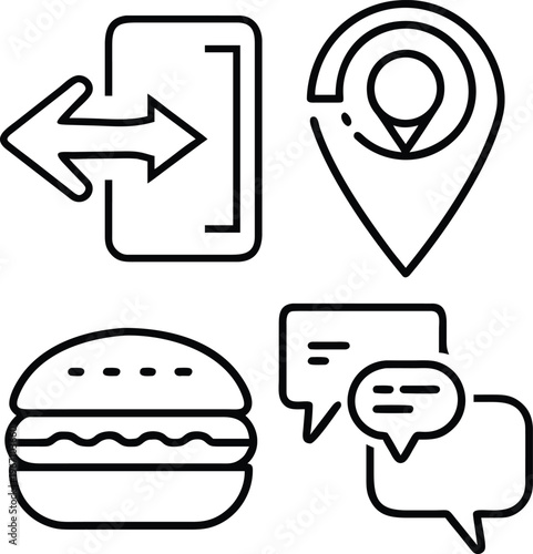 Collection of icons for food delivery app