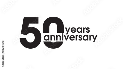 Fifty years anniversary logo design in black and white, celebrating a milestone event or celebration with a modern typographic style.