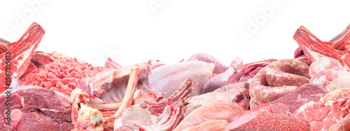  Meat collection isolated on white background.
