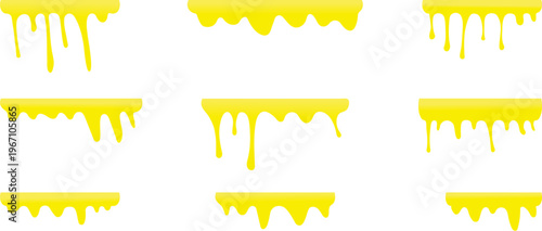 Yellow melted wax or honey drips in three rows