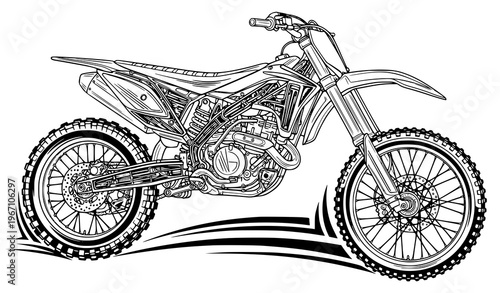 Motocross racing bike dynamic action vector illustration