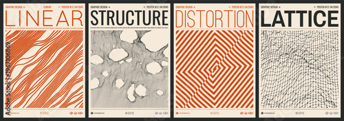 Jagged line pattern. Thread wallpaper. Jagged vertical lines. Torn web. Holed abstract background. Texture. Optical art illustration of squares. Black and white cover design template. Vector.