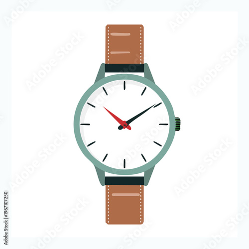 Modern wristwatch illustration on white backdrop timekeeping and fashion concept