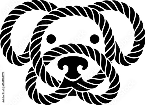 rope dog face illustration minimalist black and white design