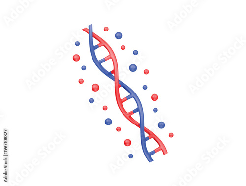 DNA double helix molecule icon 3D render illustration isolated